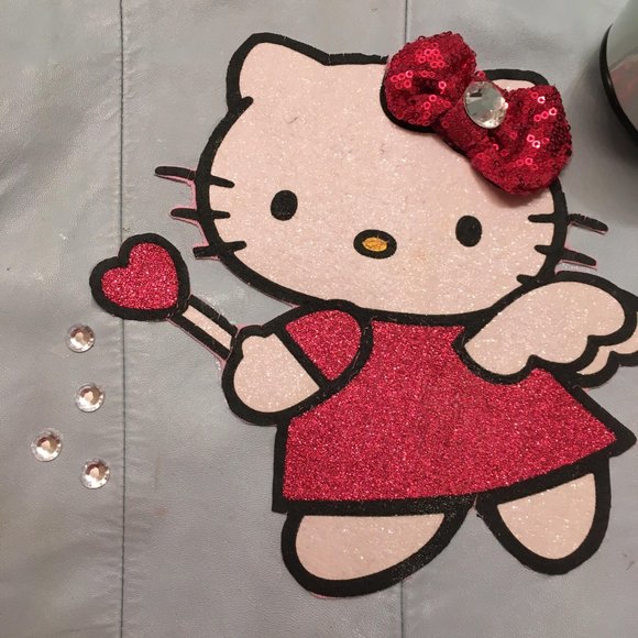ADORABLE robins egg blue genuine leather jacket jacket with hello kitty details! - Picture 11 of 15
